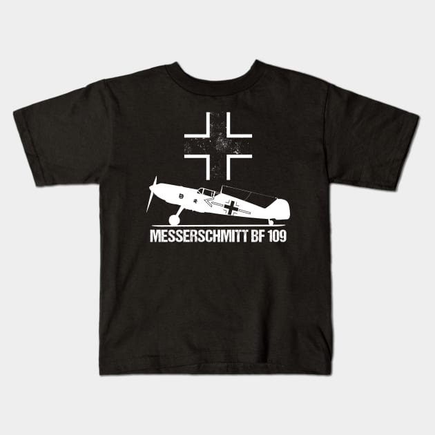 Messerschmitt BF109 Warbird T-Shirt ME109 German WW2 Military Aircraft Kids T-Shirt by stearman